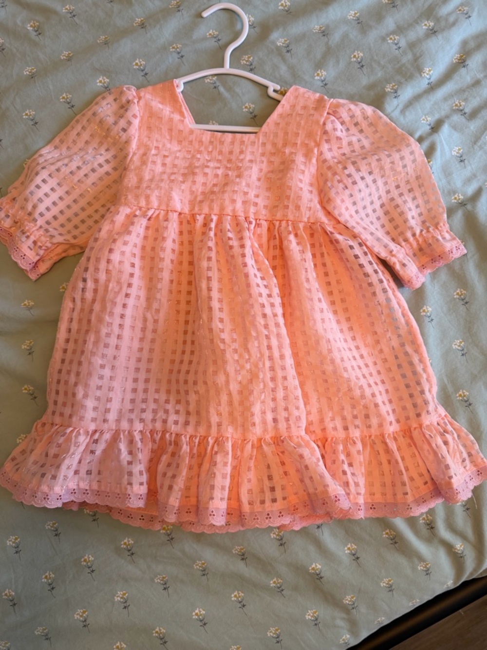 Peach Puff Short Puff Sleeve Toddler Dress